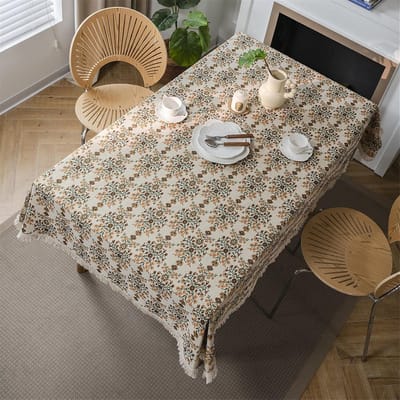 Rechthoekig Tafelkleed - Linnen Tafelkleed - Keuken Decoratie - Bohemian Patroon - 140 x 250cm - Pruimenbloesem