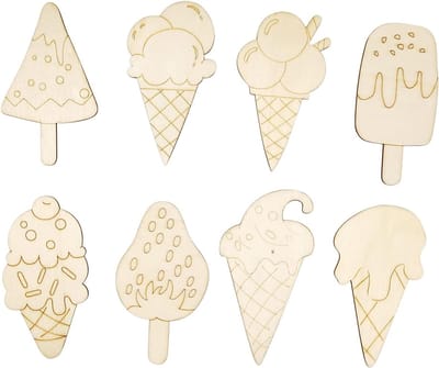 16 stuks- IJspuntjes - DIY - Hout - Ongeverfd - Zomerse ijsknutselprojecten - Geschikt om te beschilderen, te versieren en cadeaulabels van te maken - Perfect voor familiebijeenkomsten, feestjes en bruiloftsdecoraties - Natuurlijke houtkleur