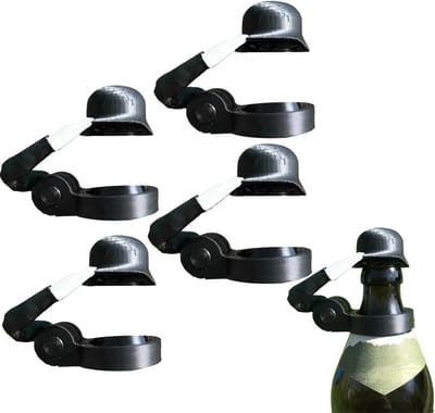 Bierflesdoppen - 4 stuks - Grappige bierfleshelm met een saluerende soldaat - 3D-Geprint - Feestflesdoppen - Feestaccessoires - Grappige Flesopener & Decoratieve Flesdop - Voor Feestjes, BBQ - Cadeau voor mannen, vaders - Zwart model 2