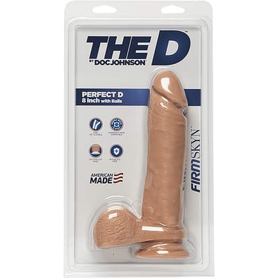 Doc Johnson Perfect D - Realistische FIRMSKYN Dildo met Ballen - 20 cm flesh