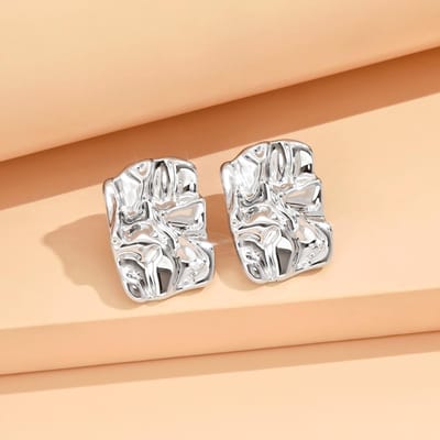 Onregelmatige Geplooide Oorbellen Voor Vrouwen, Met Een Niche En Cool Design, Modieuze En Veelzijdige Oorbelaccessoires. zilver