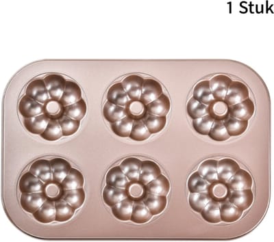 1 stuk roestvrijstalen 6-vaks bloemvorm cakevorm - muffinbakplaat - voor kleine cakes en cupcakes