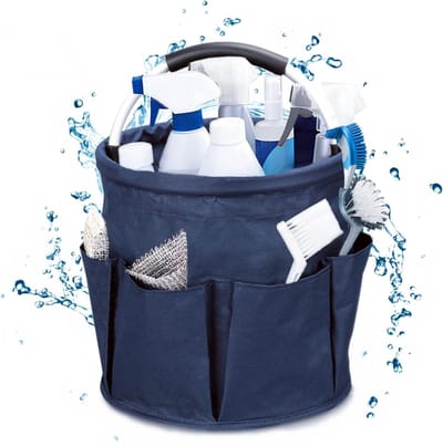 17 Liter Schoonmaakmiddel Organiser - Draagbare Vouwbare Tuin Gereedschap Tas met Handvat en 6 Compartimenten voor Binnen en Buiten Gebruik (Marineblauw)