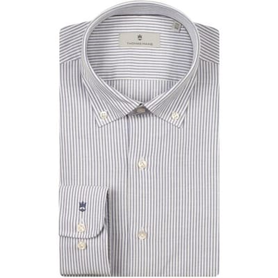 Thomas Maine Overhemd Torino Button-Down Brushed Oxford Stripe Navy / male