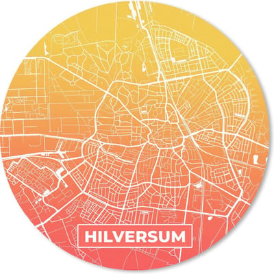 Muismat rond 20x20 cm - Mousepad Stadskaart - Hilversum - Nederland - Geel - Ronde muismatten
