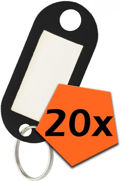 Sleutelhanger Bagagelabel Gekleurde Sleutellabels Sleutelhangers Naamlabel Zwart - 20x