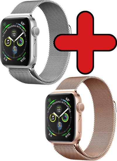Milanese Horlogeband Geschikt voor Apple Watch SE 40 mm Bandje Milanees - Polsbandje Met Magneetsluiting Geschikt voor Apple Watch SE 40 mm Bandje Milanees - Zilver & Rose Goud