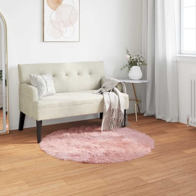 vidaXL - Tapijt - van - imitatie - schapenvacht - TAFALLA - Roze - Ø - 80 - cm - Polyester