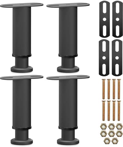 Bedpoten, in hoogte verstelbaar, 15-25 cm, robuuste middelgrote steunpoten, steunvoet van het bedframe voor middenbalken, lattenbodemversterkingsset voor bedden, 4 stuks