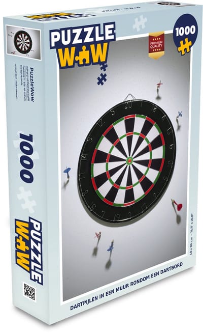 Puzzel Dartpijlen in een muur rondom een dartbord - Legpuzzel - Puzzel 1000 stukjes volwassenen