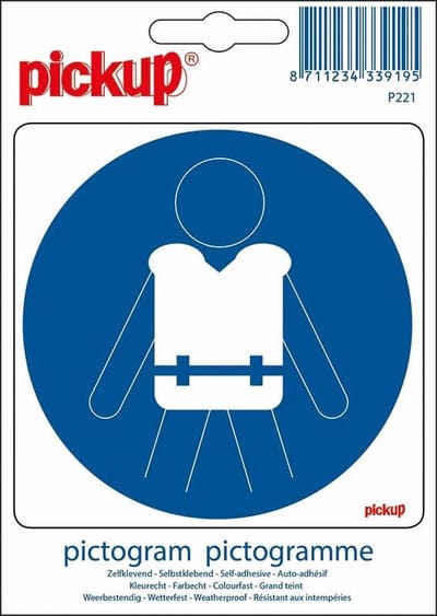 Pickup Pictogram 10x10 cm - Reddingsvest verplicht
