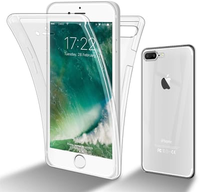 Cadorabo Hoesje geschikt voor Apple iPhone 7 PLUS / 7S PLUS / 8 PLUS in TRANSPARANT - 360° Full Body Case Cover Beschermhoes Voor- en achterbescherming, all-round bescherming met displaybescherming