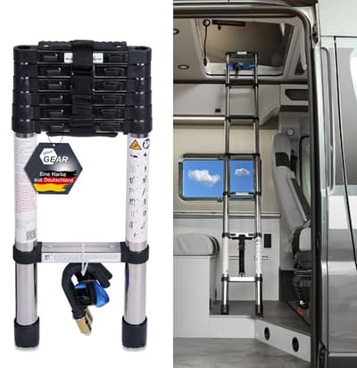 Telescopische ladder voor campers en bestelwagens - max. 150 kg, ruimtebesparend en veilig