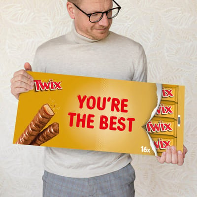 XXL Twix - 800 gram aan Twix chocolade - Boodschap: "You're the best!" - In Twix-style