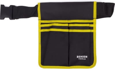 Benson Gereedschapschort - Canvas - 5 vakken - Verstelbare riem - 26 x 23 cm - Zwart/Geel