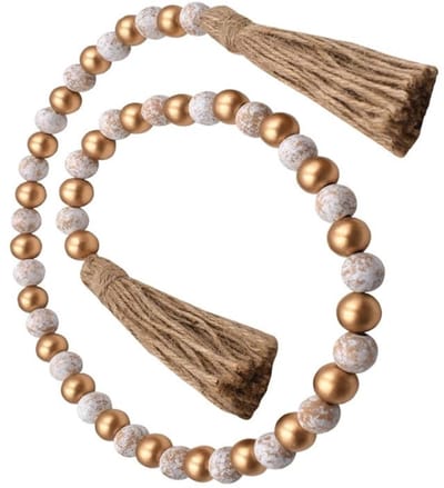 Cosensi- Kralensnoer 1 m - Houten Kralen - Jute Touw - Boho Wanddecoratie - Natuurlijke Kleuren - Ideaal voor Huisdecoratie - Kralenketting