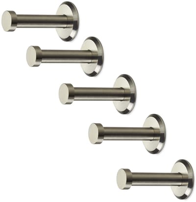 5 stuks SOTECH kapstokhaken Tarra RVS geborsteld lengte: 50 mm incl. plaatje en bevestigingsset