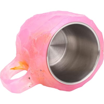 Imitatie Mineraal Kristal Koffiemok 320ml Hars Luxe Decoratieve Koffiemok met Roestvrij Staal roze