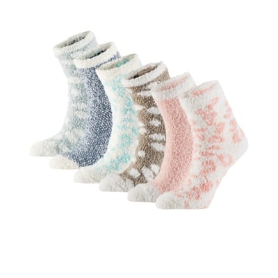 Bedsokken Dames – 6-Pack – Roze/Blauw - Voordeelpakket - One size