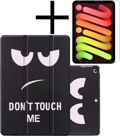 Hoes - Geschikt voor Apple iPad Mini 6 (2021) - 8.3 inch - 6e Generatie - Met Screenprotector - Trifold Bookcase - Hard Cover - Hardcover Book Case - Tablet Hoesje - Don't Touch Me