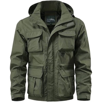 Jas met afneembare mouwen Heren Nieuwe Lente en Herfst Outdoor Winddichte Jas Losse Grote Maat Casual Multi-pocket Tooling Jas M legergroene kleur