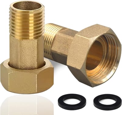 Brass watermeter schroefverbindingen 3/4 inch AG x 1 inch IG met hexagon, Ø 20 mm mannelijke en Ø 25 mm vrouwelijke schroefdraad voor duurzame installatie en lekkagevrije aansluiting