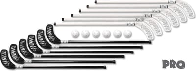 Floorball Unihockey Set Pro 80cm 12 Sticks + 6 Ballen