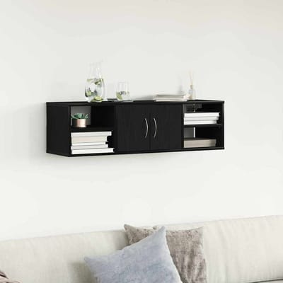 vidaXL - Wandplank - Muurmontage - Zwart - Eiken - 102 - x - 30 - x - 29 - cm - Bewerkt - hout