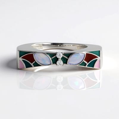 Cavill - Elegante Marquise Welo-opaal Ring 0,25 Ct - 925 Sterling Zilver met Platinering - 0,086 Ct Zirkonia - Bezel Zetting - Sieraden voor Dames