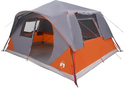 vidaXL - Directe - Tent - 10-persoons - Grijs - en - Oranje - Polyester - en - Staal