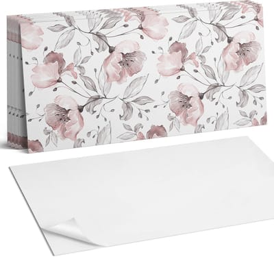 Coloray Plaktegels - Bloemen aquarelpatroon Wandtegel Zelfklevend - 60 cm x 30 cm - Roze Plaktegels - 6 stuks - Rechthoek PVC Tegels - Plaktegels Keuken - Zelfklevende Vloertegels Badkamer - Vinyltegels Vloer Zelfklevend - Zelfklevende Wandtegels