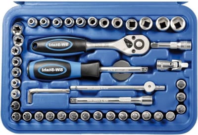 Dopsleutel Set - Gereedschapskoffer - Reparaties Uitvoeren - 72 Tands Fijne Ratel - 46 Delig - Blauw