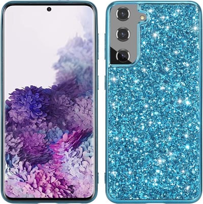 Coverup Hoesje - Geschikt voor Samsung Galaxy S24 Hoesje - Coverup Glitter Back Cover - Blauw