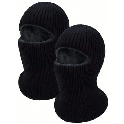 1 Stuk/Set Heren Thermische Muts Winter Gebreid Winddicht Volgelaatsmasker Balaclava, Gebreide Muts met Nekbedekking, Warm Thermisch Gevoerd Heren en Dames one-size zwart