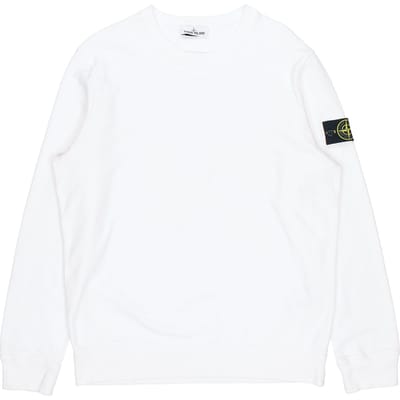Stone Island Effen Kleur Geborduurd Mouwembleem Geborsteld Katoen Ronde Hals Pullover Sweatshirt Unisex sweatshirt 731563020-v0001 M white