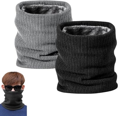 Set van 2 Fleece Sjaals voor Mannen en Vrouwen - Ronde Sjaal voor Sport, Outdoor Activiteiten en Koud Weer