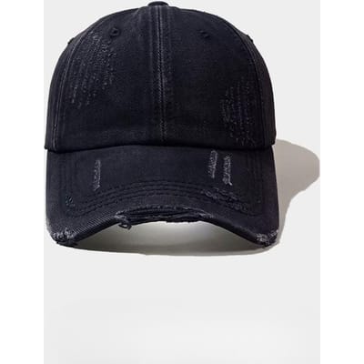 Casquette de baseball noire rétro usée pour hommes et femmes Tendance Printemps et Été Personnalité Street Style Souple Casquette de baseball Polyvalente Adjustable