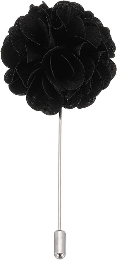 Bloemen Boutonnière Speld - Lapel Pin Bloem - Feestelijke Outfit - Vintage Stijl - 4 x 8 cm - Zwart
