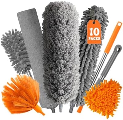 PromoHome Telescopische Stofwisser Set - Uitschuifbaar Tot 255 cm - Met Wasbare Microvezel Koppen