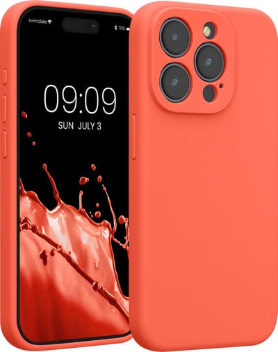 kwmobile telefoonhoesje geschikt voor Apple iPhone 15 Pro - TPU backcover met siliconen coating - Smartphone case in levendig koraal