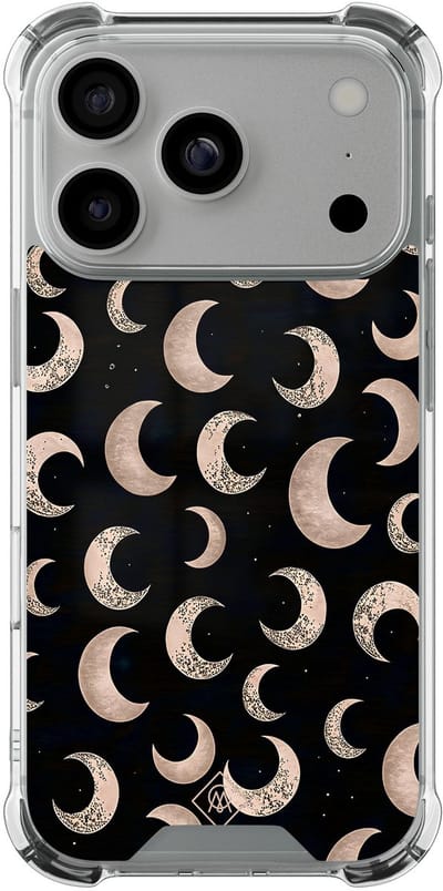 Casimoda® hoesje - Geschikt voor iPhone 17 Pro - Moons - Shockproof case - Extra sterk - TPU/polycarbonaat - Zwart, Transparant