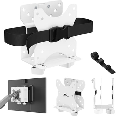 Maclean - mini-computersteun - PC-houder -17-70 mm bereik, VESA-compatibel, maximale belasting 5 kg, wit, MC-115 W