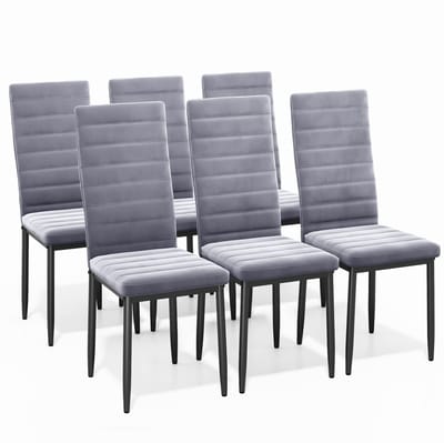 Bealife Eetkamerstoelen Set van 6 Eetkamerstoelen voor Keuken Eetkamer Fluwelen Zitting Gewatteerde Stoelen Modern. (Licht Grijs, 6)