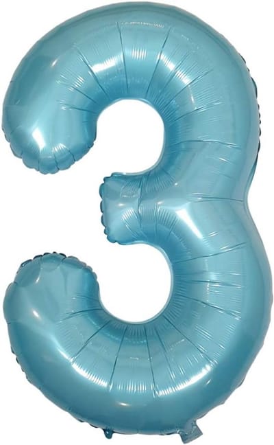 XXL Folieballon Nummer 3 Blauw - Grote Cijferballon voor 3e Verjaardag Helium & Lucht