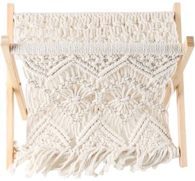 Dailygoods - Bohemian Gevlochten Tijdschriftenrek met Houten Frame