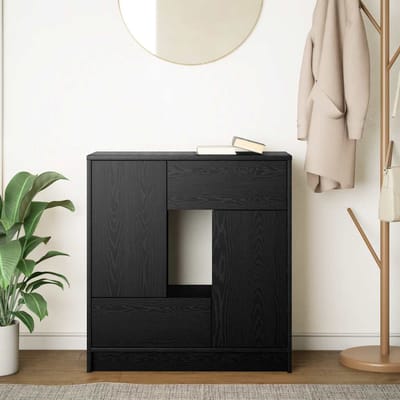 vidaXL - Dressoir - met - lades - en - deuren - 70,5x34x74,5 - cm - zwart - eikenkleurig