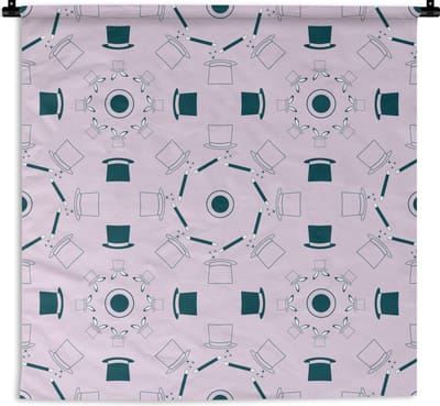 Wandkleed - Wanddoek - Goochelaar - Patronen - Konijnen - 180x180 cm - Wandtapijt