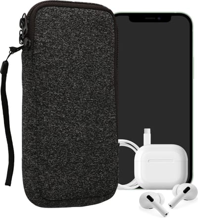 kwmobile telefoontasje universeel geschikt voor XXL - 7" smartphones - 17,7 x 8,5 cm - Hoesje met rits en polslusje -In antraciet / wit -