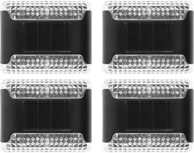 Solar Buitenlamp - Tuinverlichting op Zonne-energie - Wandlamp - 2 LED's - 8 x 6,5cm - IP65 - Wit - 4 Stuks