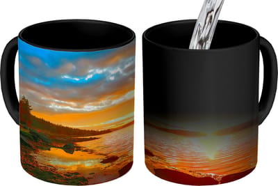 Magische Mok - Foto op Warmte Mokken - Koffiemok - Zon - Landschap - Water - Bomen - Magic Mok - Beker - 350 ML - Theemok